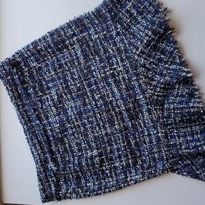 Umgee Blue Black White Tweed Ruffle Skirt M NWT
